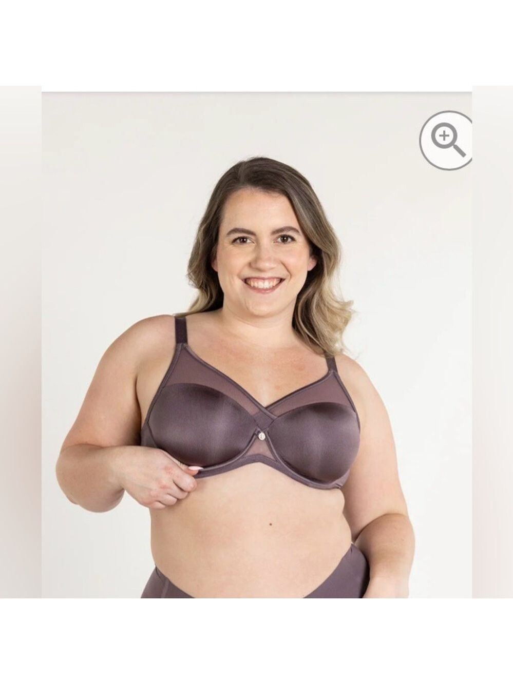 Understance Peek-Proof T-Shirt FlexWire Contour Plunge Bra Sz 36H smokey purple